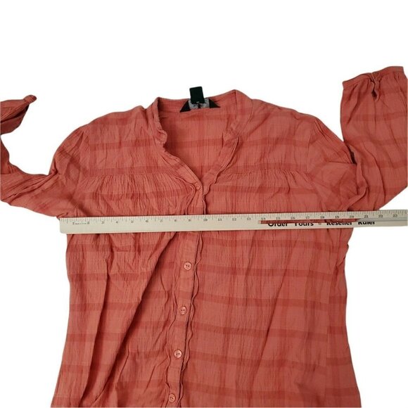 Woolrich‎ Top Womens Large Orange Button Up Cotton Stretch Blouse - Picture 9 of 11